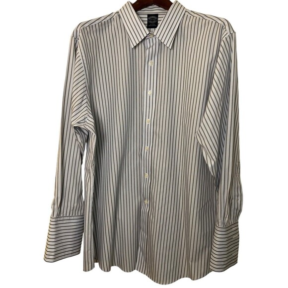 Brooks Brothers Dress Shirt Mens 17.5-32/33 Non-Iron French Cuff Striped Supima - Picture 1 of 13